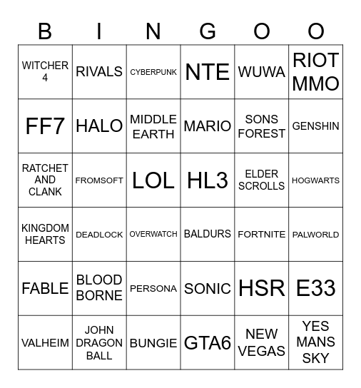 SGF Bingo Card