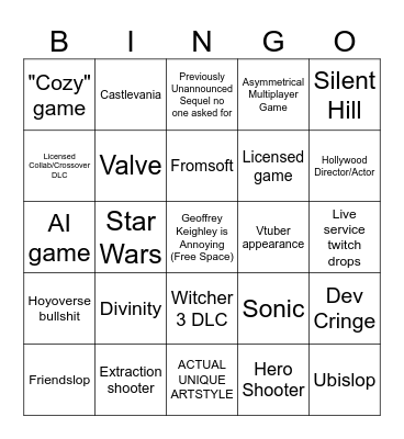 Geoff Fest 2026 Bingo Card