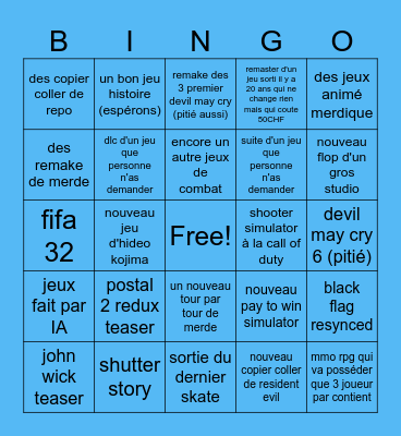 summer game fest Bingo Card