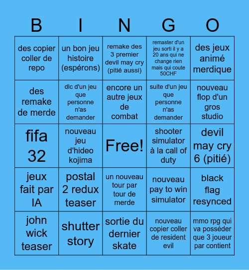 summer game fest Bingo Card