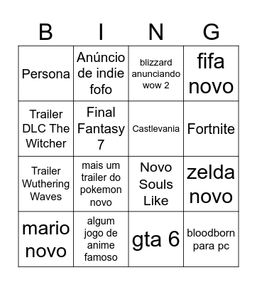 Bingo Card - Summer Game Fest 2026 Bingo Card