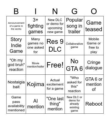 Summer Fest Bingo Card