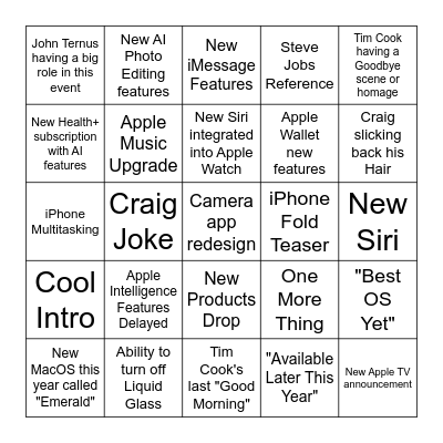  WWDC 26 Bingo Card