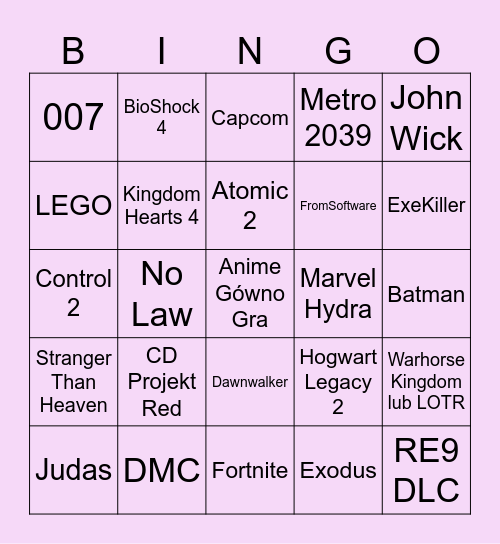 SGF Bingo Card