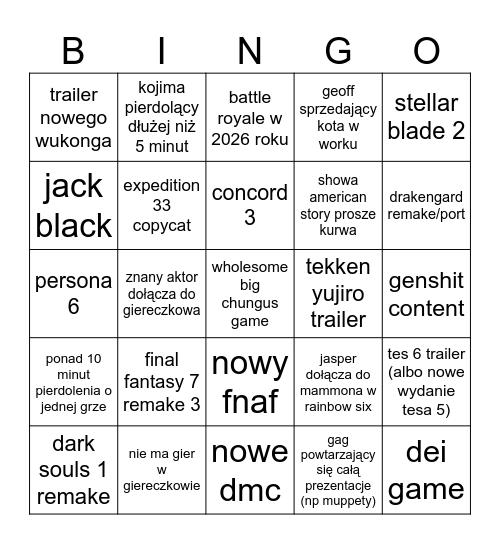 MAMY GRY Bingo Card
