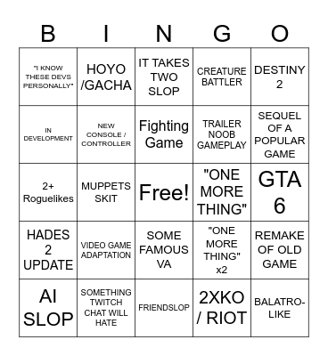 Summer Games Fest 2026 Bingo Card