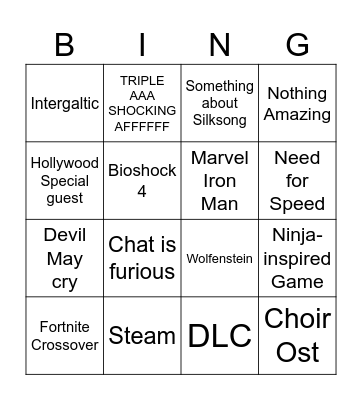 Summer Game Fest Bingo 2026 Bingo Card