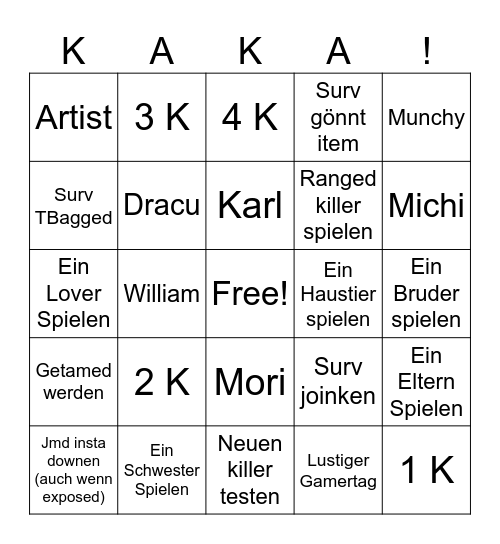 Nemesis muss mal Bingo Card
