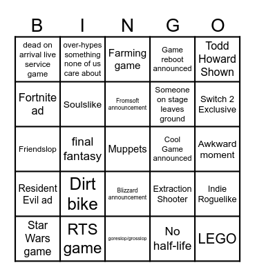 Summer Games Fest! Bingo Card