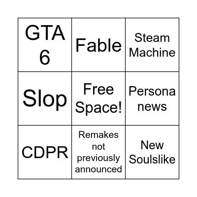 Summer Games Fest Bingo Card