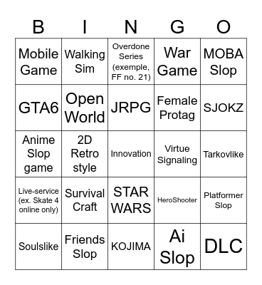 Game Fest 2026 Bingo Card