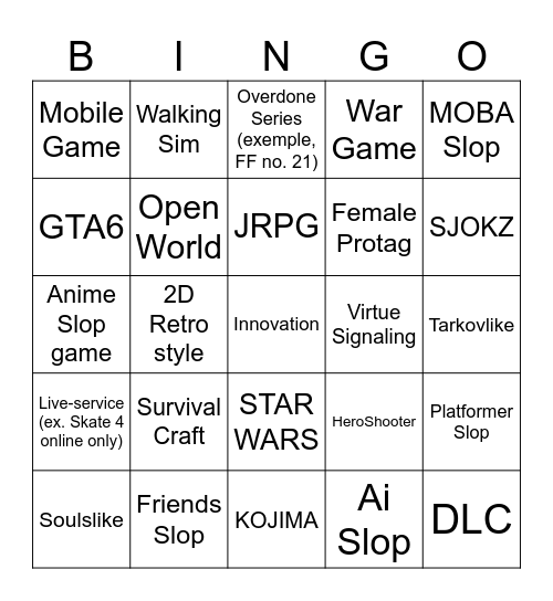 Game Fest 2026 Bingo Card