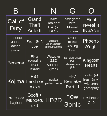 SGF 2026 Wolfi Edition Bingo Card