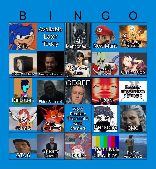 Summer Game Fest 2026 Bingo Card