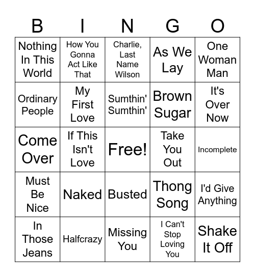 Millennium Grown & Sexy Bingo Card