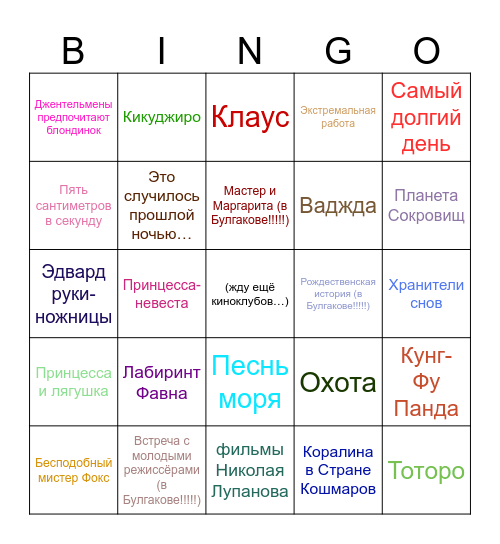КИНОКЛУБ 25-26 Bingo Card