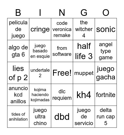 Safe Space Bingo Card