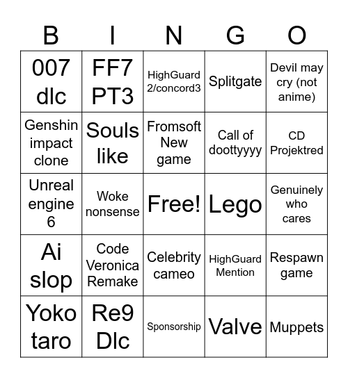 Summer games cope Bingo Card