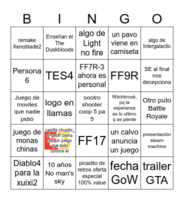 E3 Bingo Card