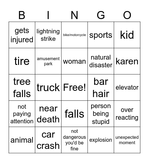 close calls bingo Card