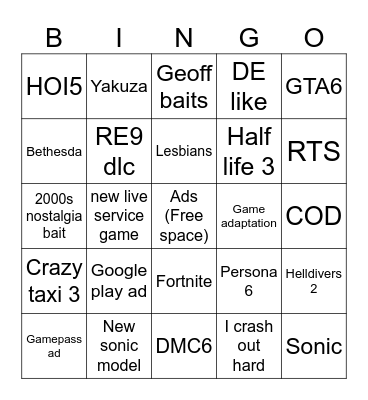 SGF Bingo Card