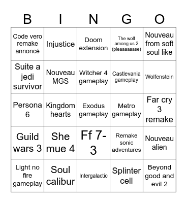 Dégeu Bingo Card
