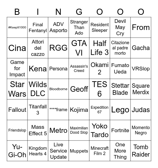 SGF 2026 Bingo Card