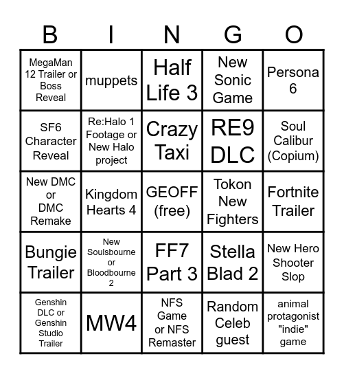 SGF 2026 Bingo Card