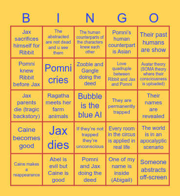 TADC Finale Bingo Card