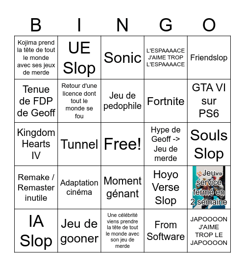 Summer Game Fest Bingo Card