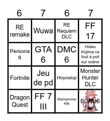 Summer Game Fest 2026 Bingo Card