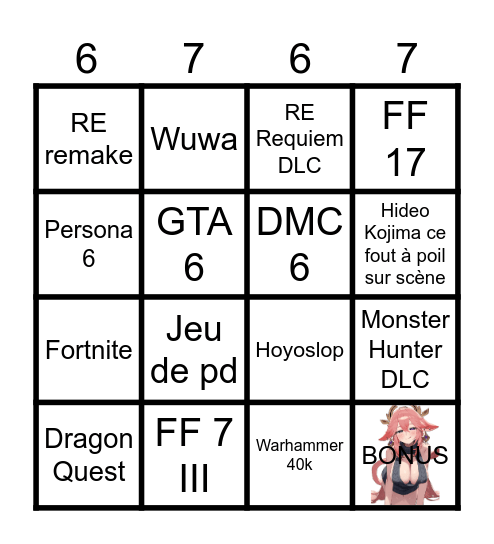 Summer Game Fest 2026 Bingo Card