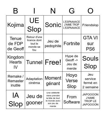 Summer Game Fest Bingo Card