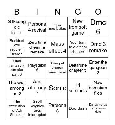 Sgf bingo Card