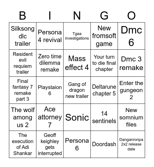 Sgf bingo Card