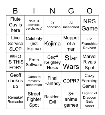Owl Summer Games Fest 2026 Bingo Card