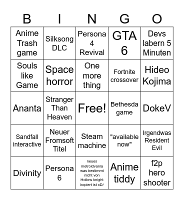 Untitled Bingo Card