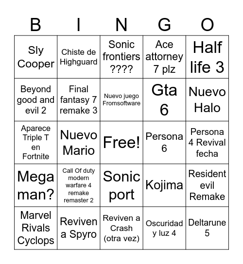 Summer game fest 2026 Bingo Card