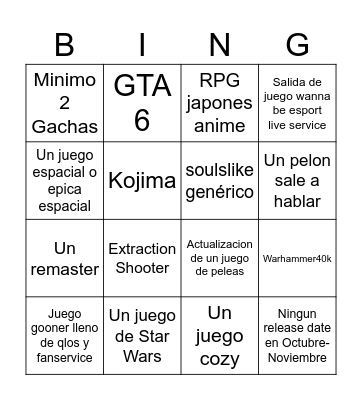 GAME SUMMER FEST 2026 Bingo Card