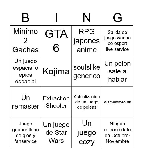 GAME SUMMER FEST 2026 Bingo Card