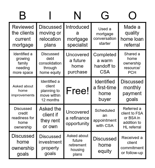 Home Loan Days! Bingo Card
