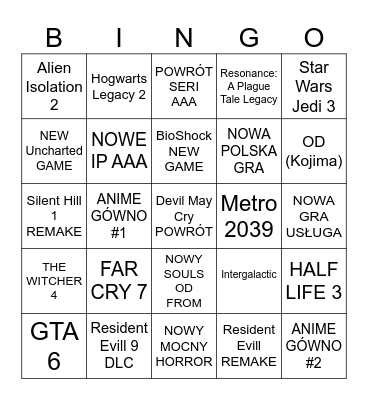 LETNIE POKAZY GIER 2026 Bingo Card