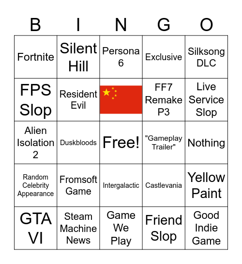 NOTHING GAMES FEST Bingo Card