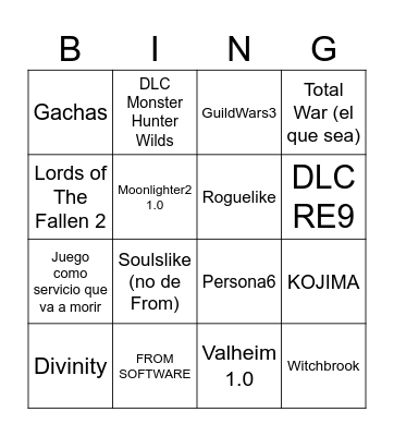 Summer Game Fest Bingo Card