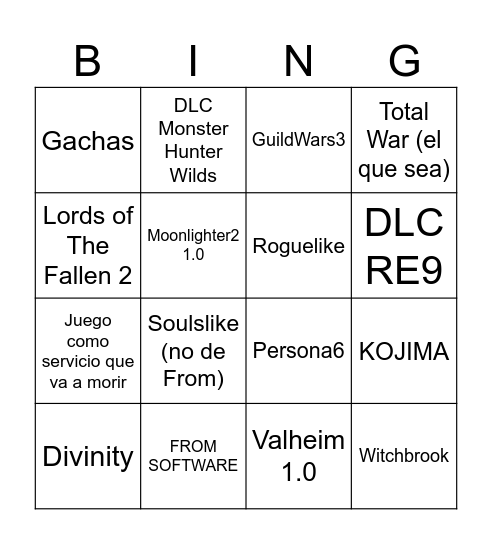Summer Game Fest Bingo Card