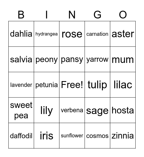 flowers Bingo Card