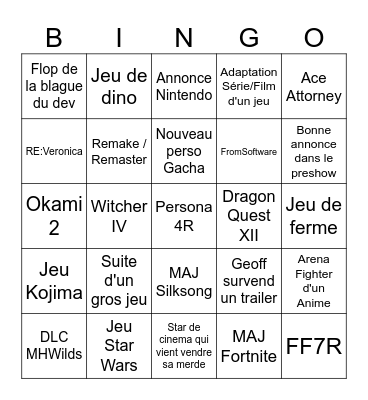 Summer Games Fest 2026 Bingo Card