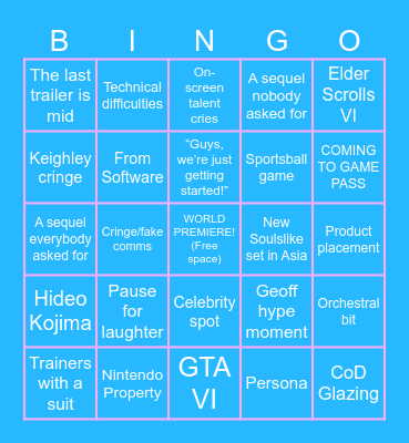 Summer Games Fest 2026 Bingo Card