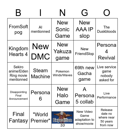 Summer Game Fest 2026 Bingo Card