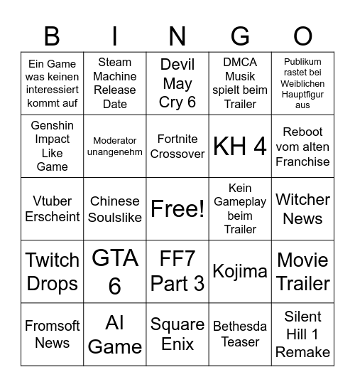 RaidenCorvus Steam Gamefest 2026 Bingo Card